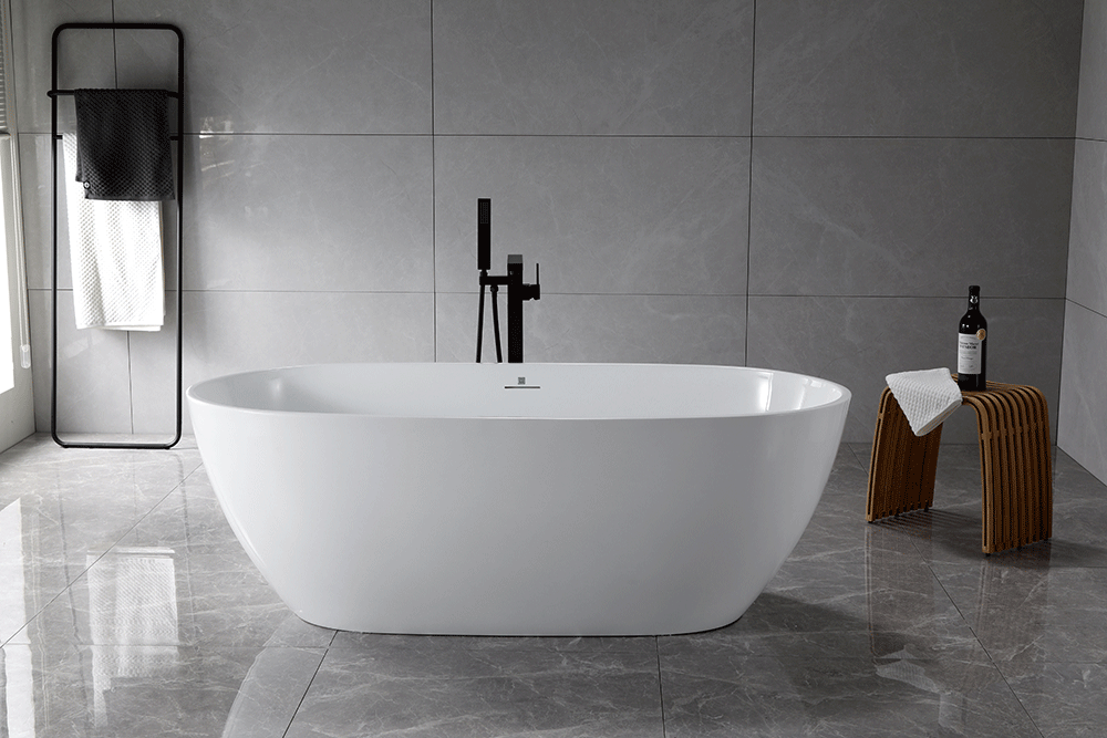 “SanSiro Aquino 63CAJ Heated Air Jetted” 63 x 32 inch Center Drain Freestanding Acrylic Bathtub