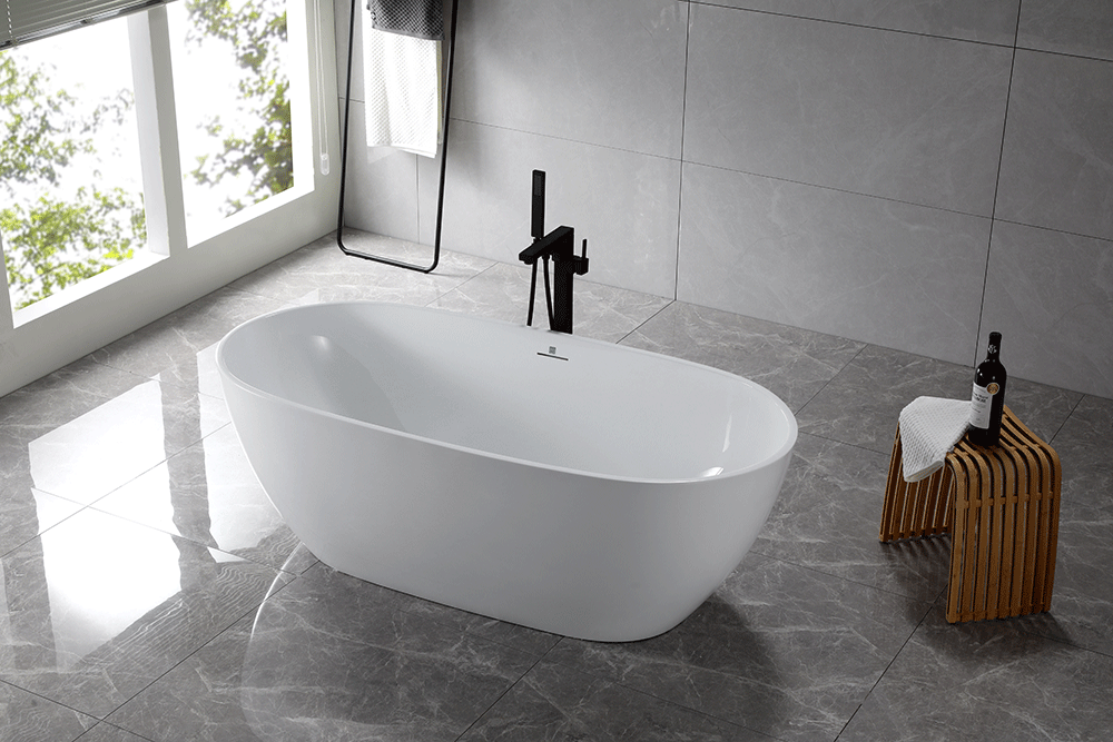 “SanSiro Aquino 67CAJ Heated Air Jetted” 67 x 32 inch Center Drain Freestanding Acrylic Bathtub