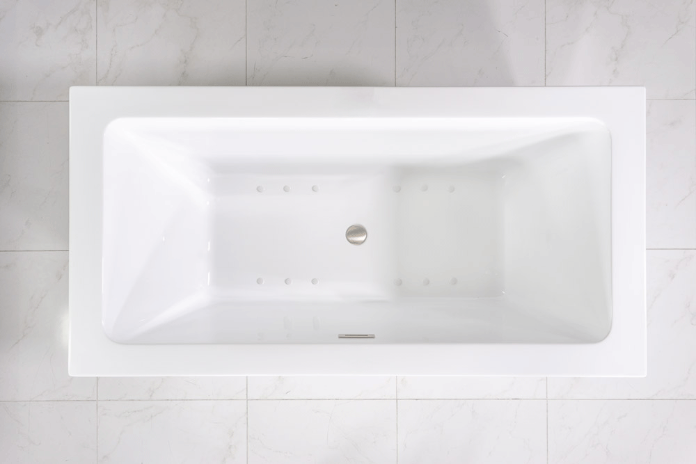 “SanSiro Asti 59CAJ Heated Air Jetted” 59 x 34 inch Center Drain Freestanding Acrylic Bathtub