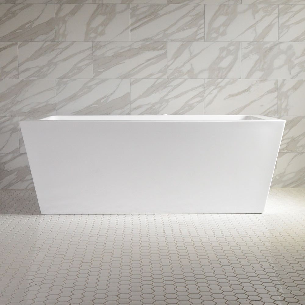 “SanSiro Asti 67EAJ Heated Air Jetted” 67 x 34 inch End Drain Freestanding Acrylic Bathtub