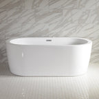 “SanSiro Augusta 59CAJ Heated Air Jetted” 59 x 34 inch Center Drain Freestanding Acrylic Bathtub