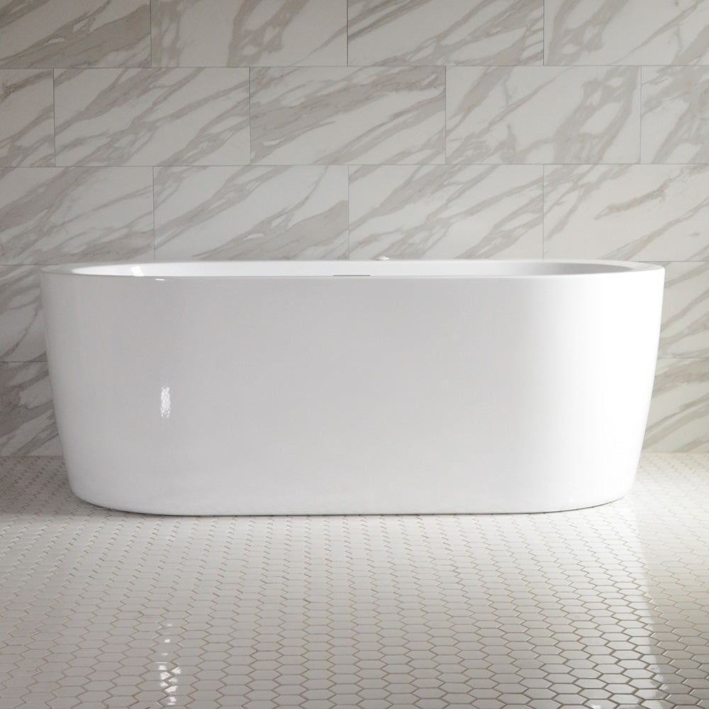 “SanSiro Augusta 59CAJ Heated Air Jetted” 59 x 34 inch Center Drain Freestanding Acrylic Bathtub