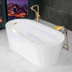 “SanSiro Augusta 59EAJ Heated Air Jetted” 59 x 34 inch End Drain Freestanding Acrylic Bathtub