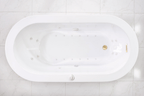 “SanSiro Augusta59EHS Hydro-Spa Whirlpool Water & Heated Air Jetted” 59"x 34" End Drain Freestanding Tub with Zone Power Control