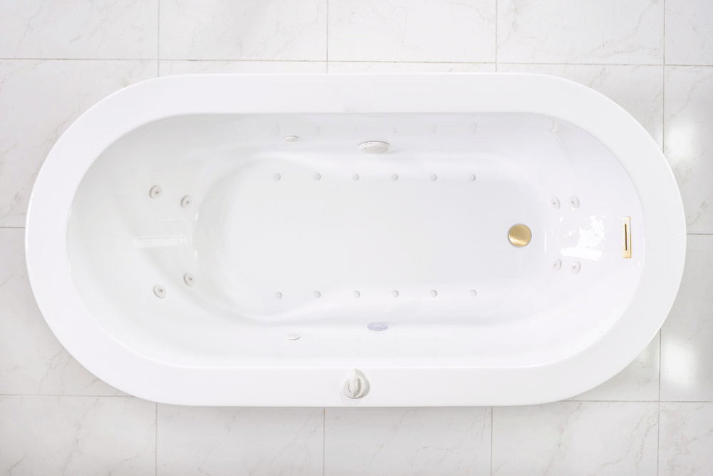 “SanSiro Augusta59EHS” 59 x 34 inch End Drain Variable Speed “Water and Air Jetted” Hydro-Spa Freestanding Acrylic Bathtub with Zone Power Control