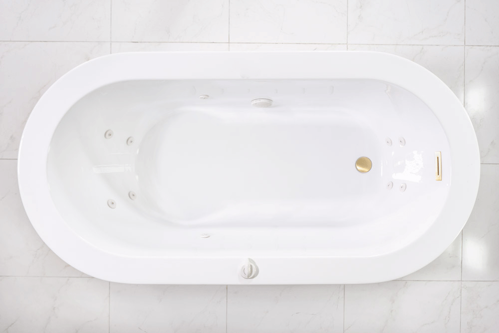 “SanSiro Augusta59EWJ Zone Power Whirlpool Water Jetted” 59" x 34" End Drain Freestanding Tub