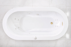 “SanSiro Augusta59EWJ Zone Power Whirlpool Water Jetted” 59" x 34" End Drain Freestanding Tub