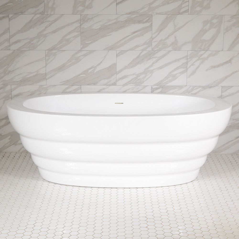 “SanSiro Cosmos67CAJ” 67 x 36 inch Center Drain Variable Speed “Heated Air Jetted” Freestanding Acrylic Bathtub