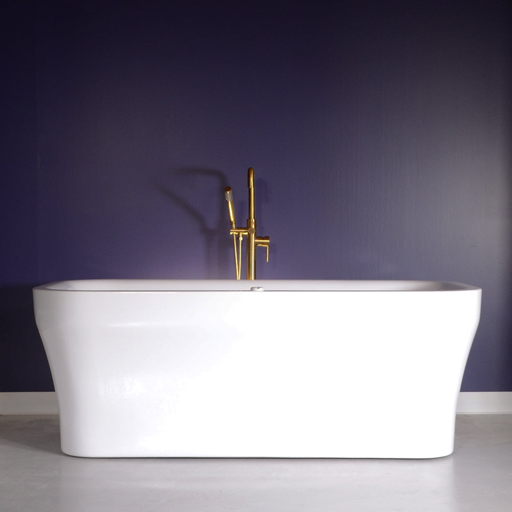 “SanSiro Eclipse-SM73CHS” 73 x 35 inch Center Drain Variable Speed “Water and Air Jetted” Hydro-Spa Freestanding Acrylic Bathtub