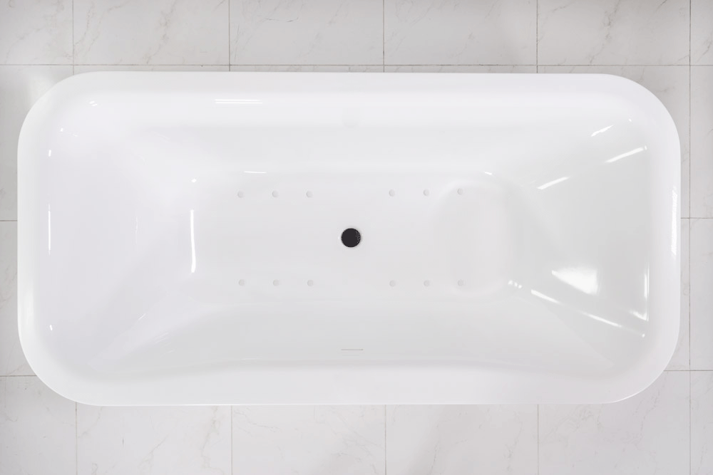 “SanSiro Eclipse79CAJ” 78.5 x 39.5 inch Center Drain Variable Speed “Heated Air Jetted” Freestanding Acrylic Bathtub