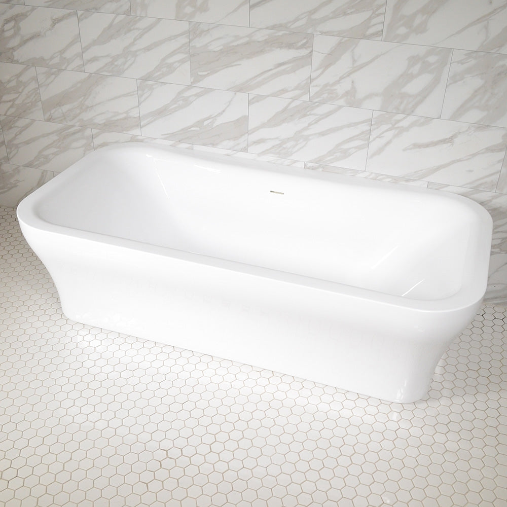 “SanSiro Eclipse79CHS” 78.5 x 39.5 inch Center Drain Variable Speed “Water and Air Jetted” Hydro-Spa Freestanding Acrylic Bathtub with Zone Power Control