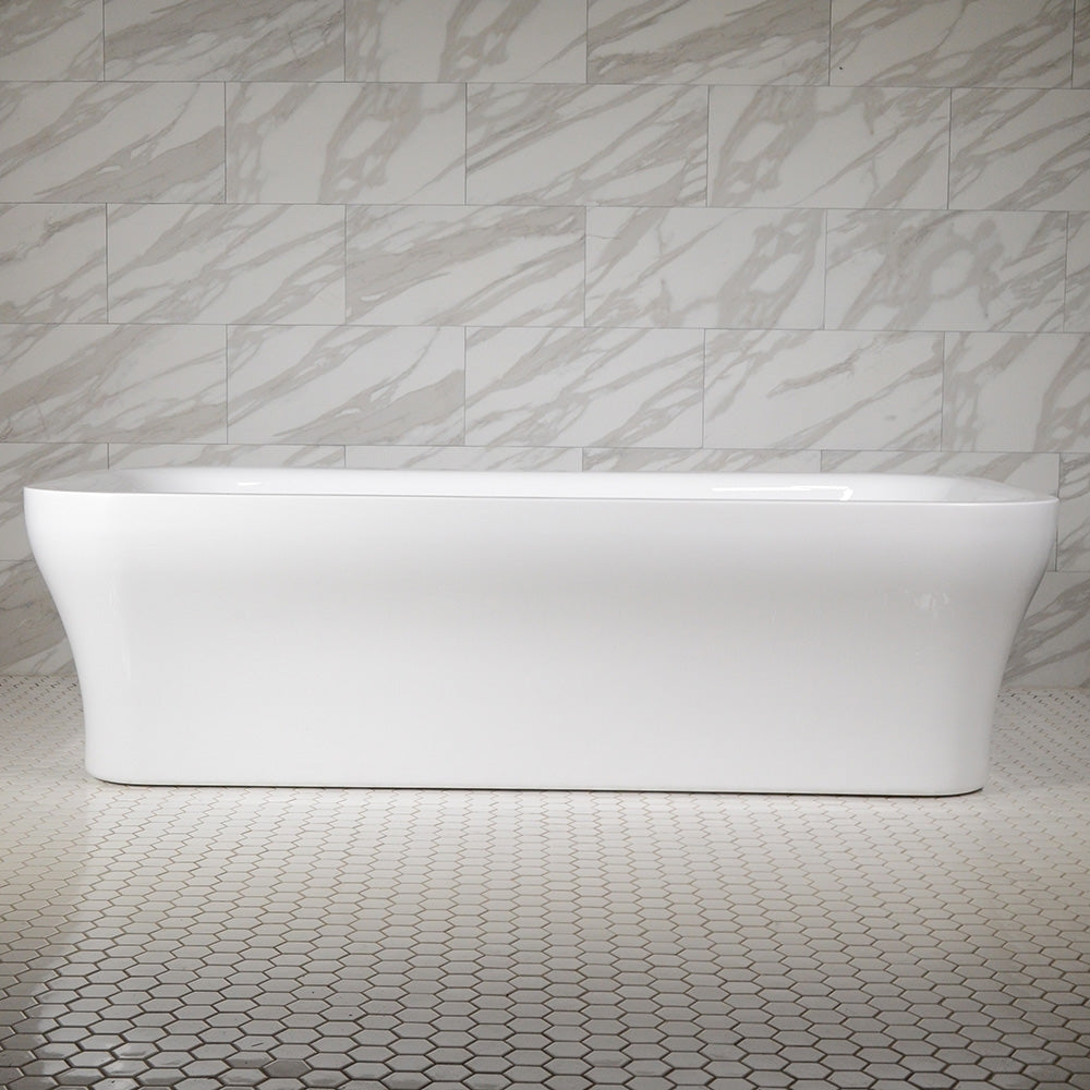 “SanSiro Eclipse79CHS” 78.5 x 39.5 inch Center Drain Variable Speed “Water and Air Jetted” Hydro-Spa Freestanding Acrylic Bathtub with Zone Power Control