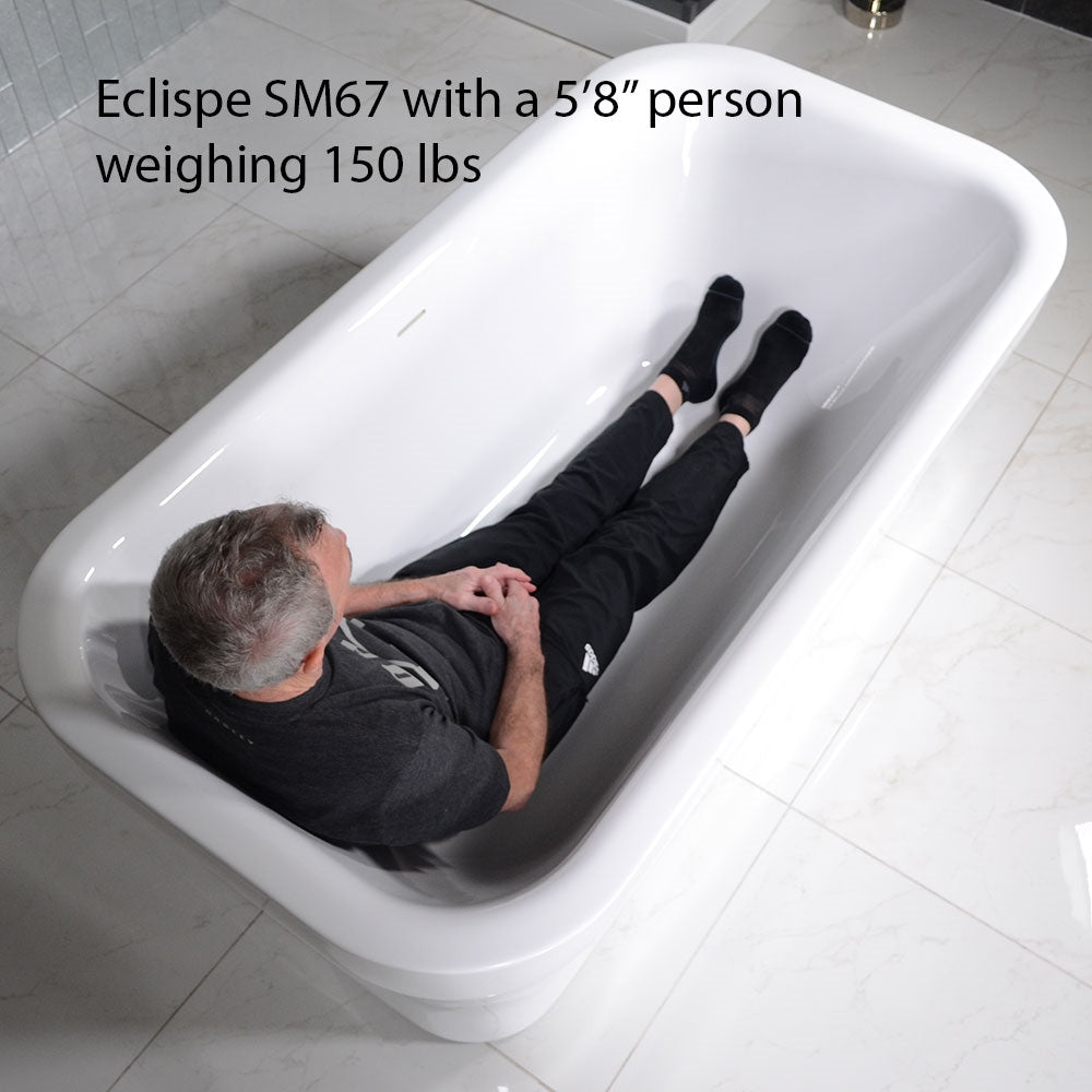 “SanSiro Eclipse SM67CAJ Heated Air Jetted” 67 x 34 inch Center Drain Freestanding Acrylic Bathtub