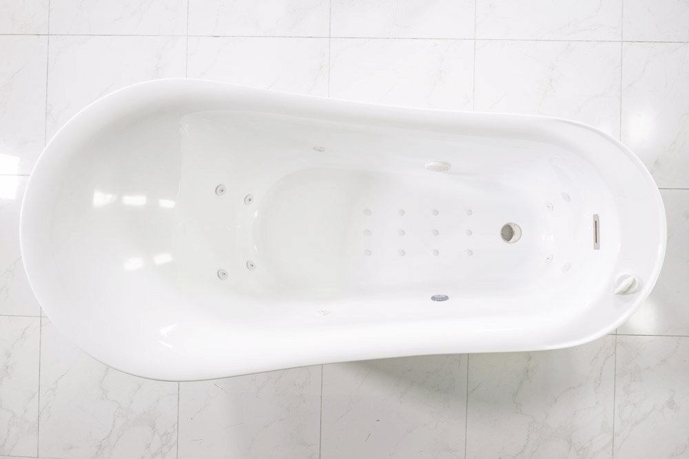 “SanSiro Feronia71EHS Freestanding Hydro Spa Tub” 71 x 35 inch End Drain Variable Speed Water and Air Jetted - Acrylic with Zone Power Control