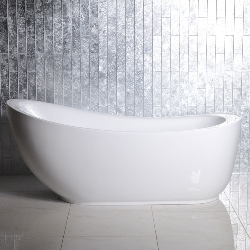 “SanSiro Feronia71EWJ Freestanding Water Jetted Tub” 71 x 35 inch End Drain Variable Speed with Zone Power Control - Acrylic