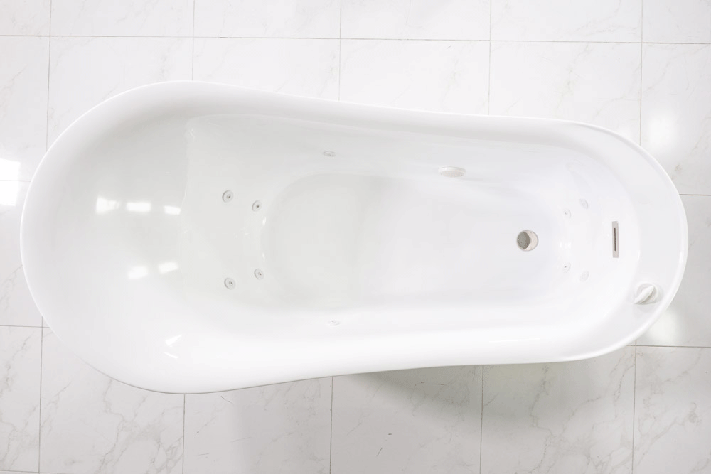“SanSiro Feronia71EWJ Freestanding Water Jetted Tub” 71 x 35 inch End Drain Variable Speed with Zone Power Control - Acrylic
