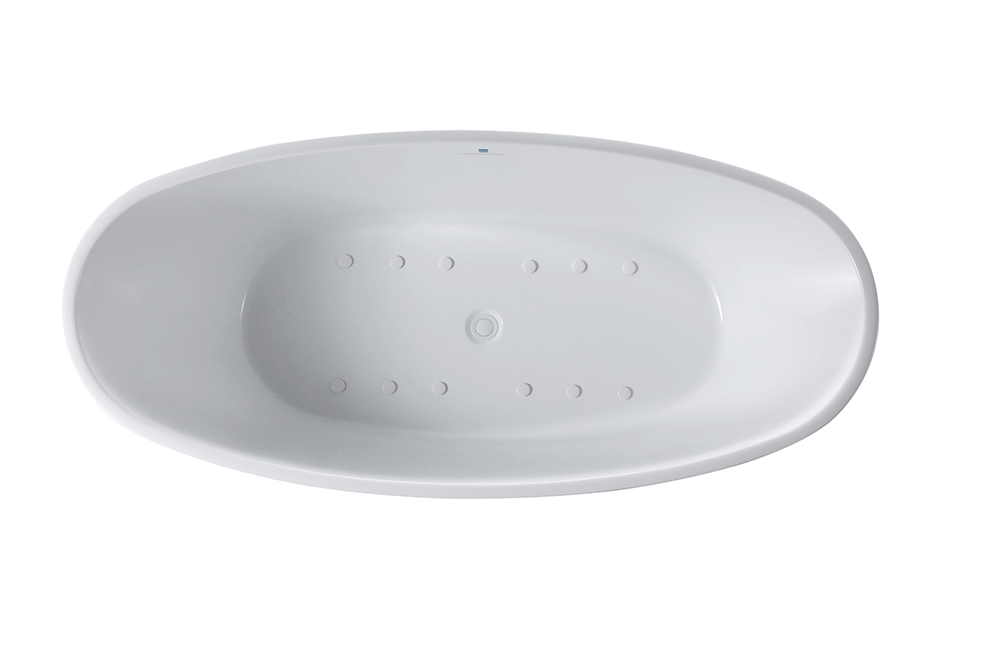“SanSiro Genoa 67CAJ Heated Air Jetted” 67 x 32 inch Center Drain Freestanding Acrylic Bathtub