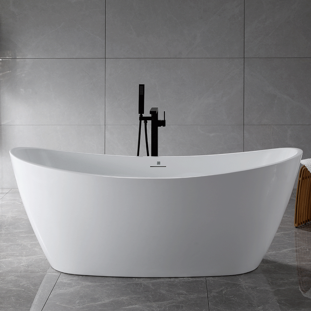 “SanSiro Genoa 59CAJ Heated Air Jetted” 59 x 31 inch Center Drain Freestanding Acrylic Bathtub