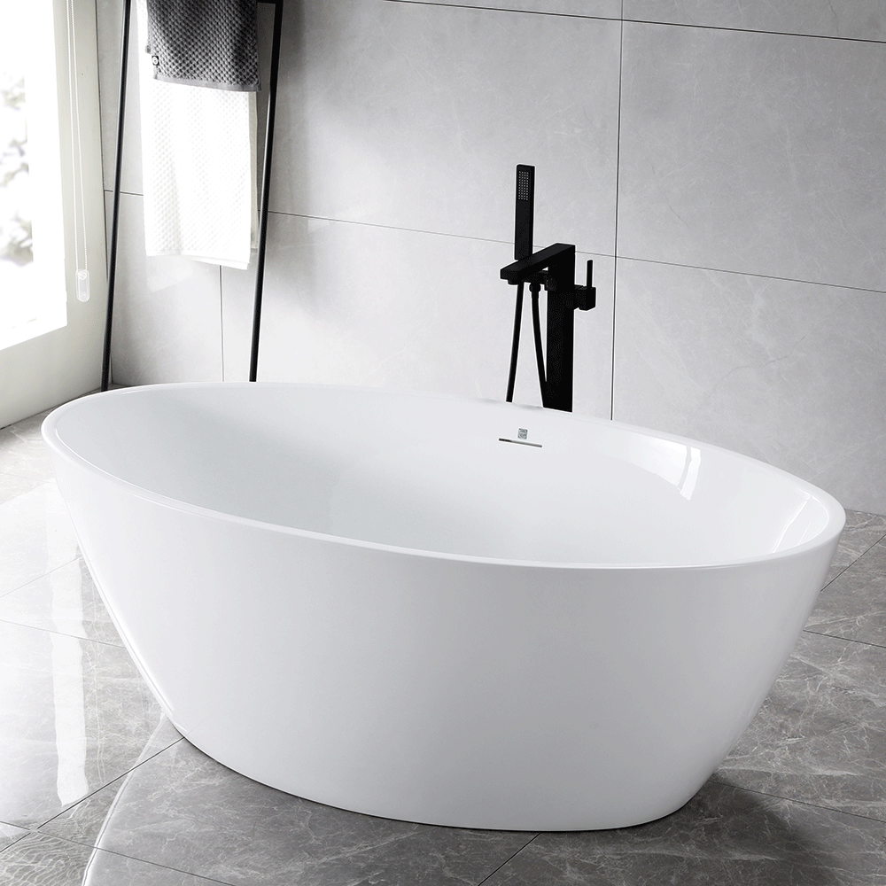 “SanSiro Lorium 65CAJ Heated Air Jetted” 65 x 36 inch Center Drain Freestanding Acrylic Bathtub