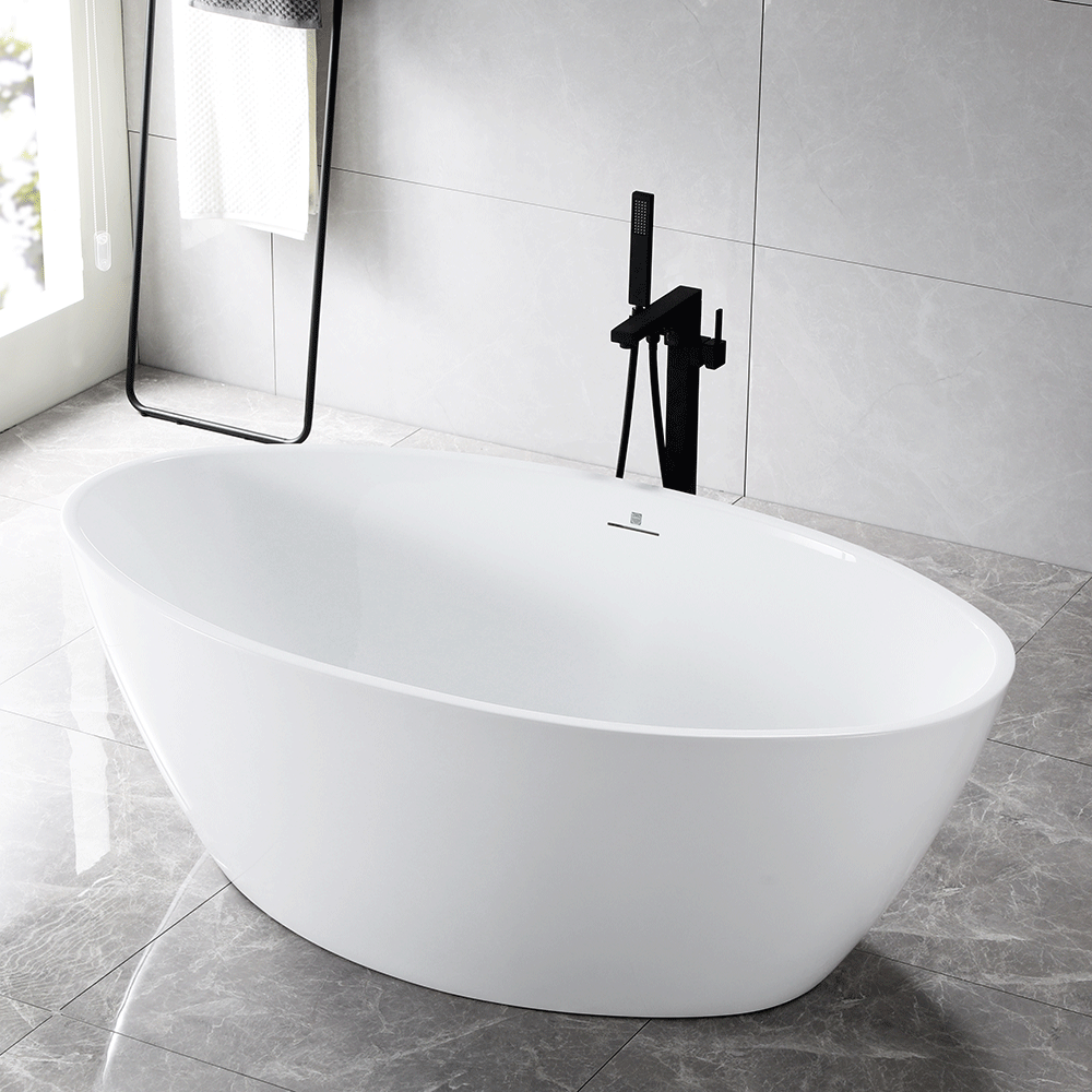 “SanSiro Lorium 65CAJ Heated Air Jetted” 65 x 36 inch Center Drain Freestanding Acrylic Bathtub