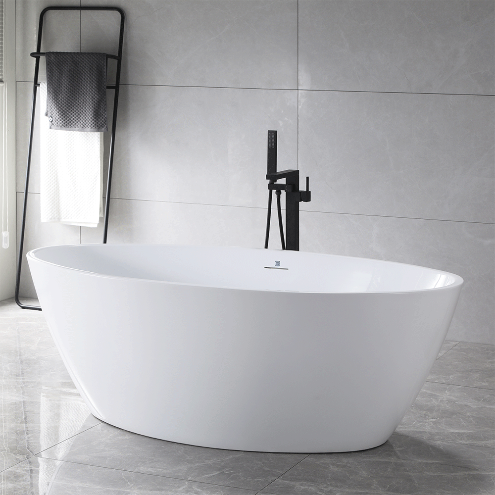“SanSiro Lorium 65CAJ Heated Air Jetted” 65 x 36 inch Center Drain Freestanding Acrylic Bathtub