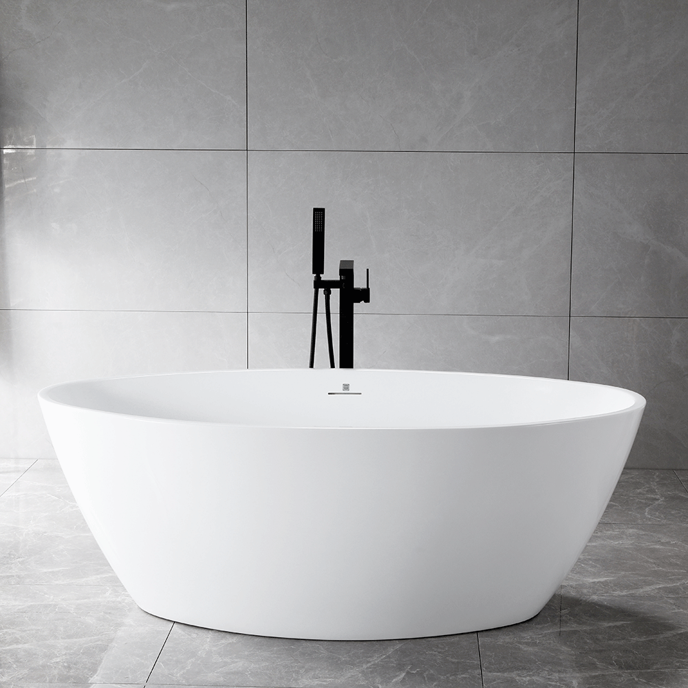 “SanSiro Lorium 65CAJ Heated Air Jetted” 65 x 36 inch Center Drain Freestanding Acrylic Bathtub