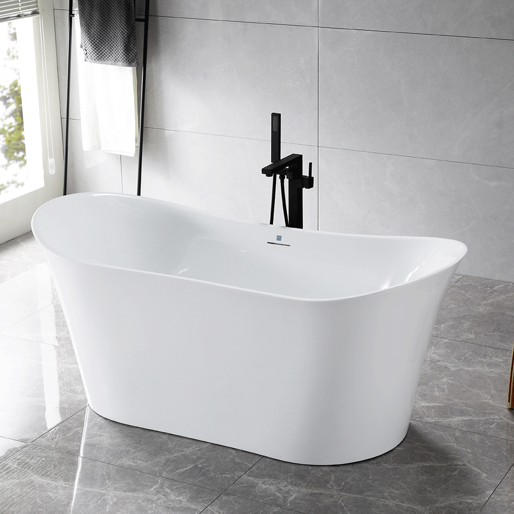 “SanSiro Luca 67CAJ Heated Air Jetted” 67 x 31 inch Center Drain Freestanding Acrylic Bathtub