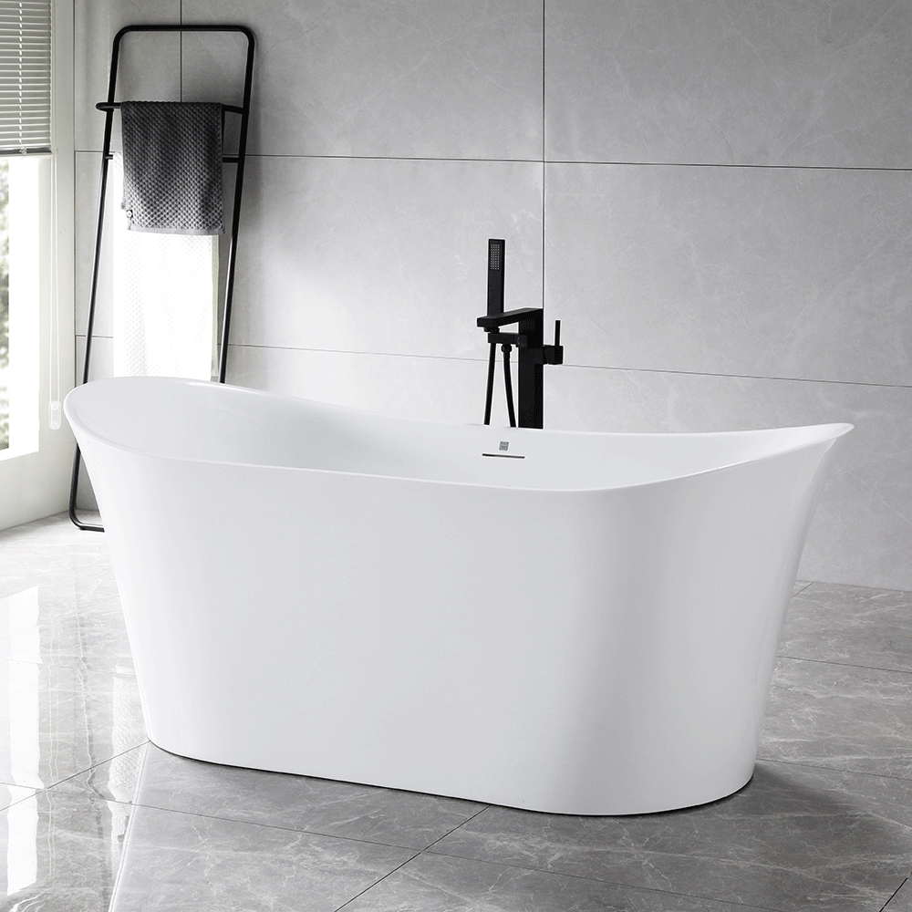 “SanSiro Luca 67CAJ Heated Air Jetted” 67 x 31 inch Center Drain Freestanding Acrylic Bathtub