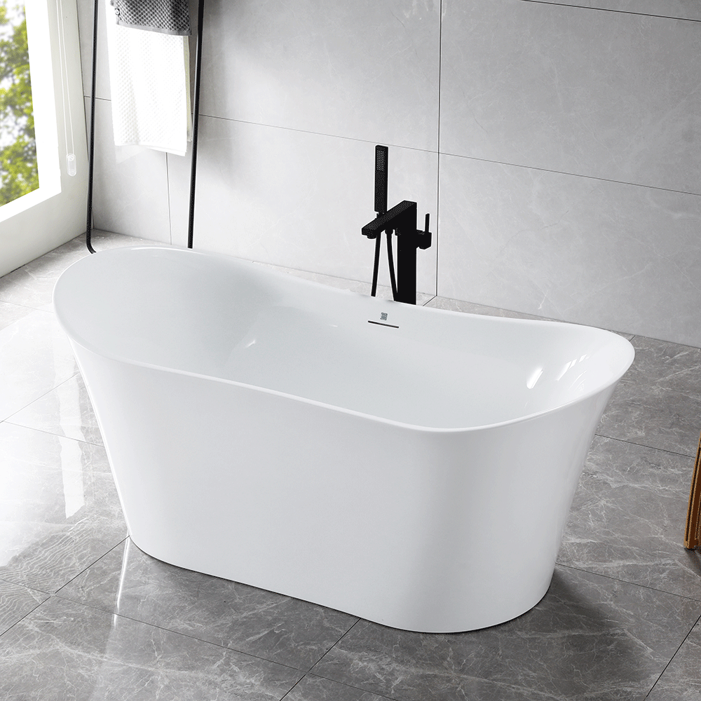 “SanSiro Luca 67CAJ Heated Air Jetted” 67 x 31 inch Center Drain Freestanding Acrylic Bathtub