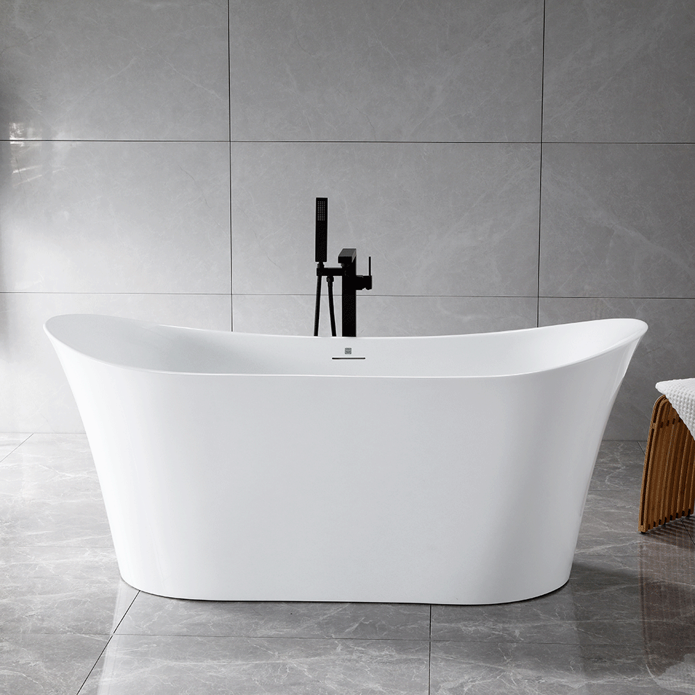 “SanSiro Luca 67CAJ Heated Air Jetted” 67 x 31 inch Center Drain Freestanding Acrylic Bathtub