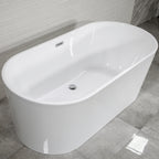“SanSiro Napoli 67CAJ Heated Air Jetted” 67 x 32 inch Center Back Drain Freestanding Acrylic Bathtub