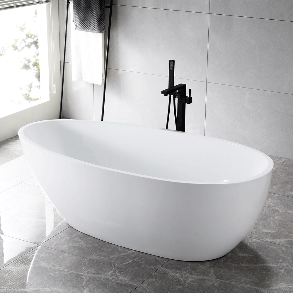 “SanSiro Palermo 71CAJ Heated Air Jetted” 71 x 35.5 inch Center Drain Freestanding Acrylic Bathtub