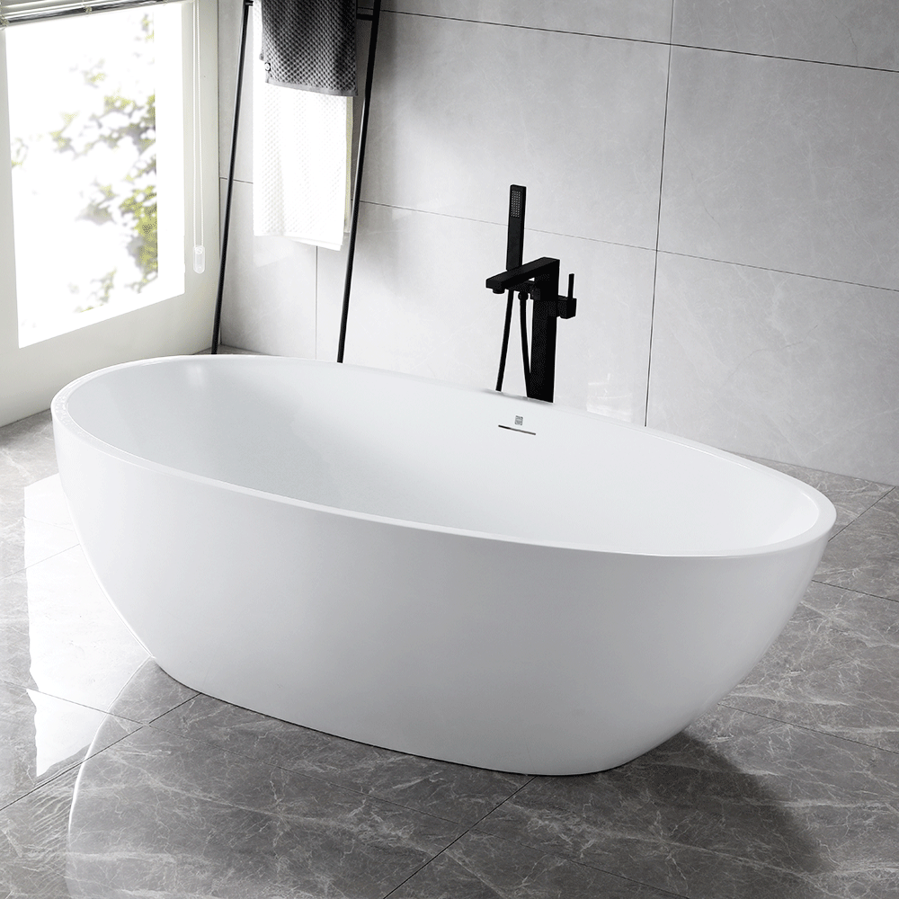 “SanSiro Palermo 71CAJ Heated Air Jetted” 71 x 35.5 inch Center Drain Freestanding Acrylic Bathtub