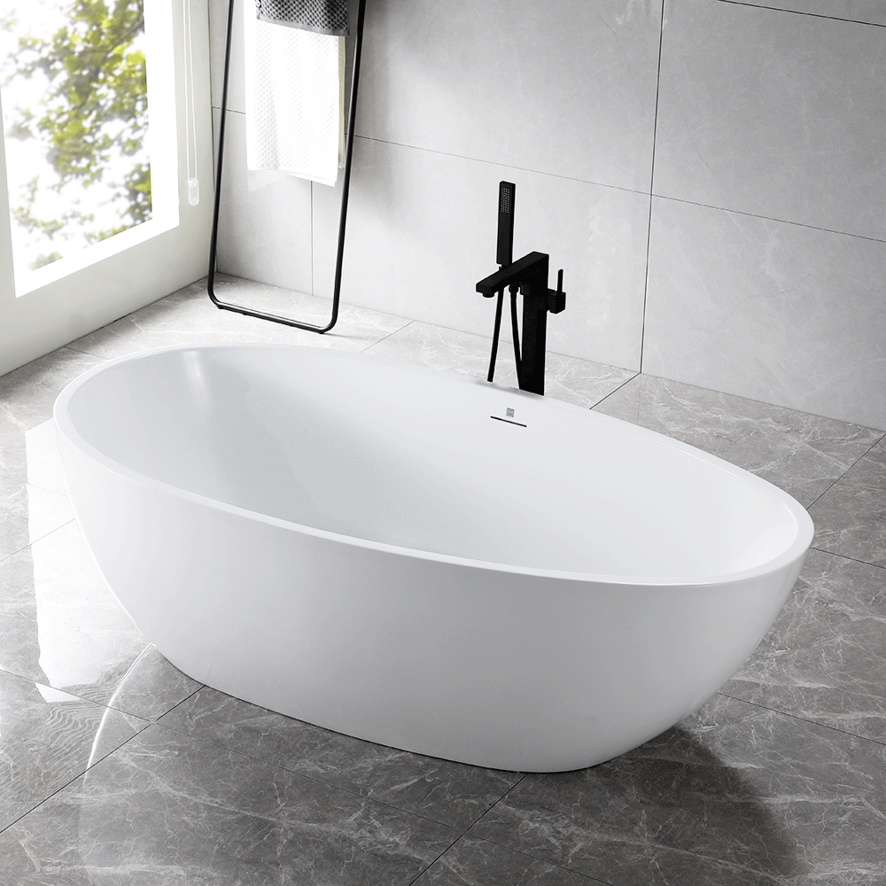 “SanSiro Palermo 71CAJ Heated Air Jetted” 71 x 35.5 inch Center Drain Freestanding Acrylic Bathtub