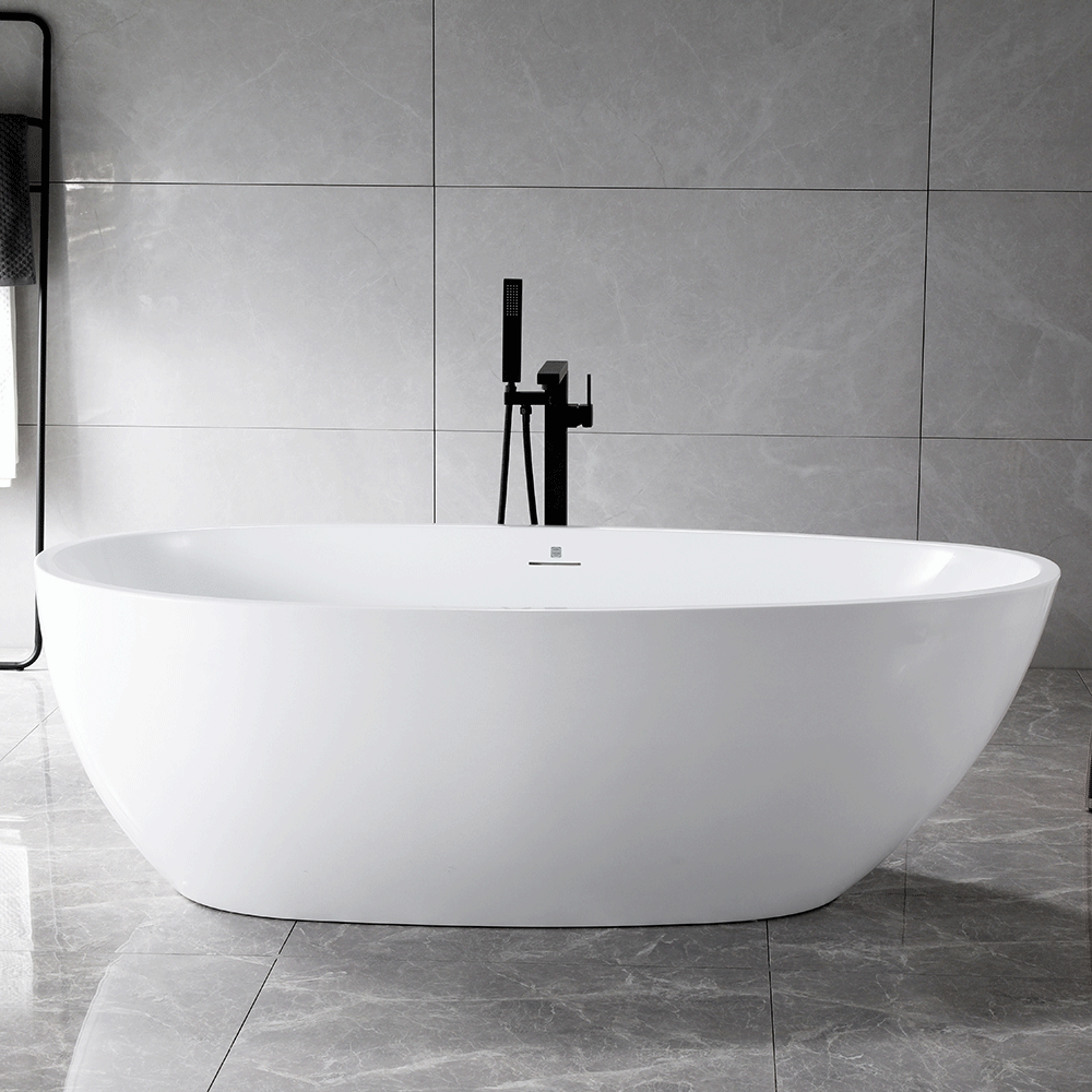 “SanSiro Palermo 71CAJ Heated Air Jetted” 71 x 35.5 inch Center Drain Freestanding Acrylic Bathtub