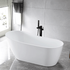 “SanSiro Roma 59EAJ Heated Air Jetted” 59 x 29.5 inch End Drain Freestanding Acrylic Bathtub