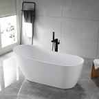 “SanSiro Roma 59EAJ Heated Air Jetted” 59 x 29.5 inch End Drain Freestanding Acrylic Bathtub