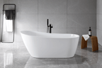 “SanSiro Roma 59EAJ Heated Air Jetted” 59 x 29.5 inch End Drain Freestanding Acrylic Bathtub
