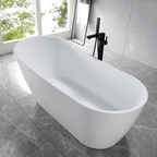 “SanSiro Roma 59EAJ Heated Air Jetted” 59 x 29.5 inch End Drain Freestanding Acrylic Bathtub