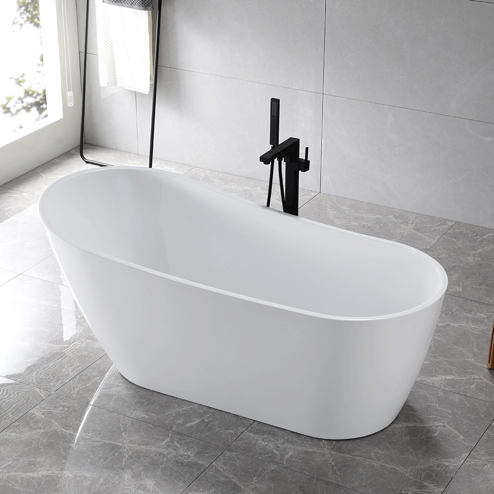 “SanSiro Roma 67EAJ Heated Air Jetted” 67 x 31.5 inch End Drain Freestanding Acrylic Bathtub