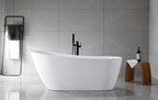 “SanSiro Roma 67EAJ Heated Air Jetted” 67 x 31.5 inch End Drain Freestanding Acrylic Bathtub