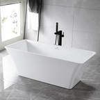 “SanSiro Sandava 59CAJ Heated Air Jetted” 59 x 29.5 inch Center Drain Freestanding Acrylic Bathtub