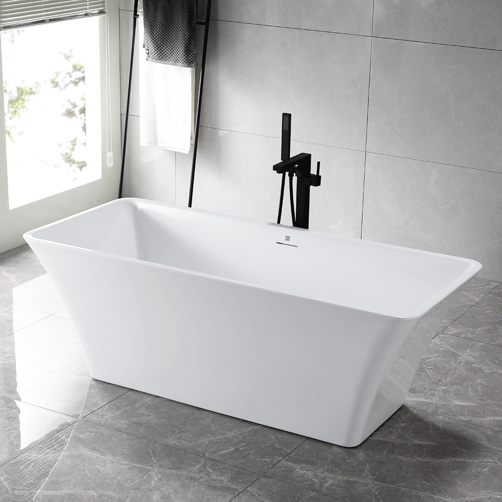 “SanSiro Sandava 59CAJ Heated Air Jetted” 59 x 29.5 inch Center Drain Freestanding Acrylic Bathtub