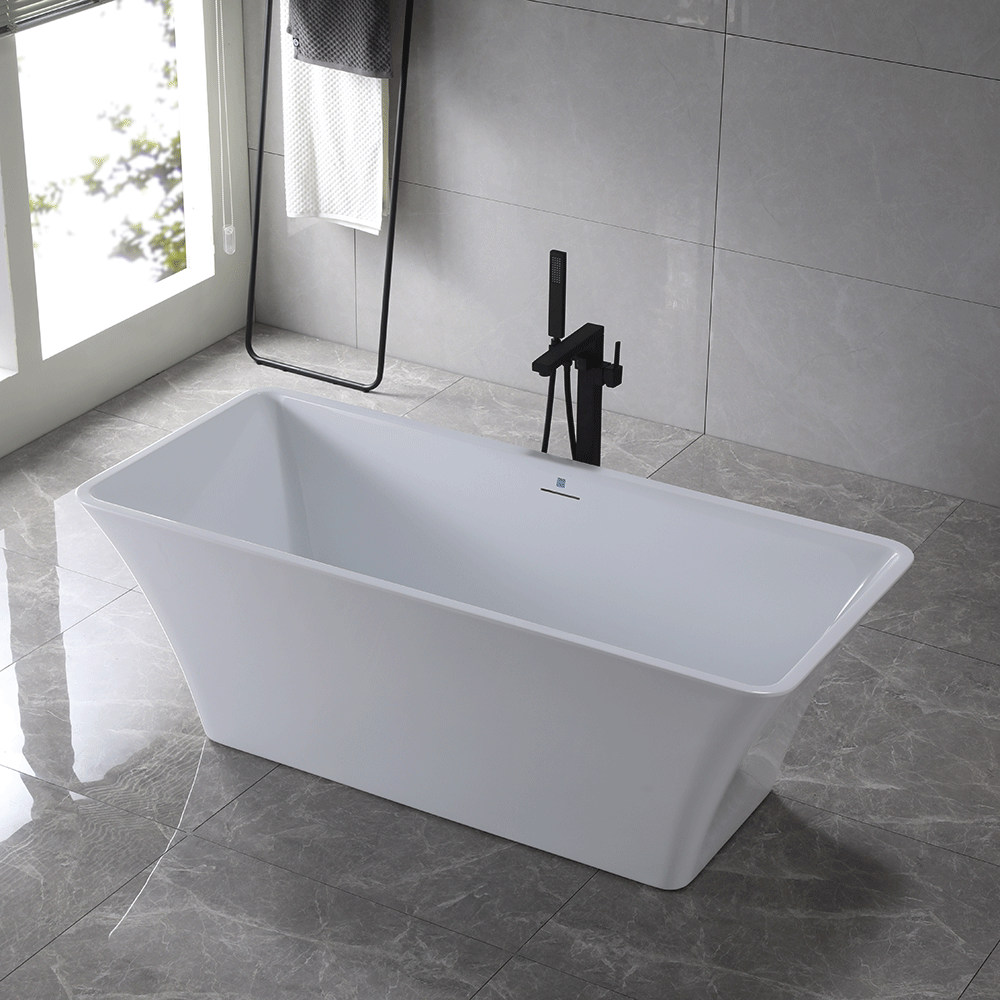 “SanSiro Sandava 59CAJ Heated Air Jetted” 59 x 29.5 inch Center Drain Freestanding Acrylic Bathtub