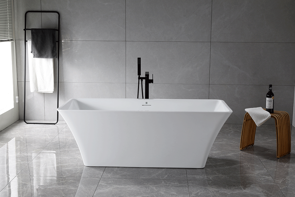 “SanSiro Sandava 67CAJ Heated Air Jetted” 67 x 29.5 inch Center Drain Freestanding Acrylic Bathtub