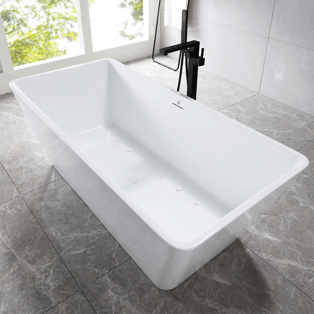 “SanSiro Trigoso 67CAJ Heated Air Jetted” 67 x 31 inch Center Drain Freestanding Acrylic Bathtub