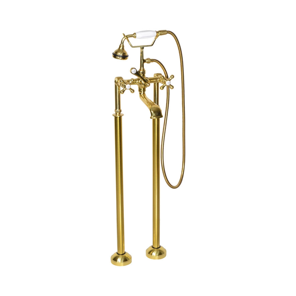 “Victoriana Freestanding Tub Faucet” in Brushed Brass