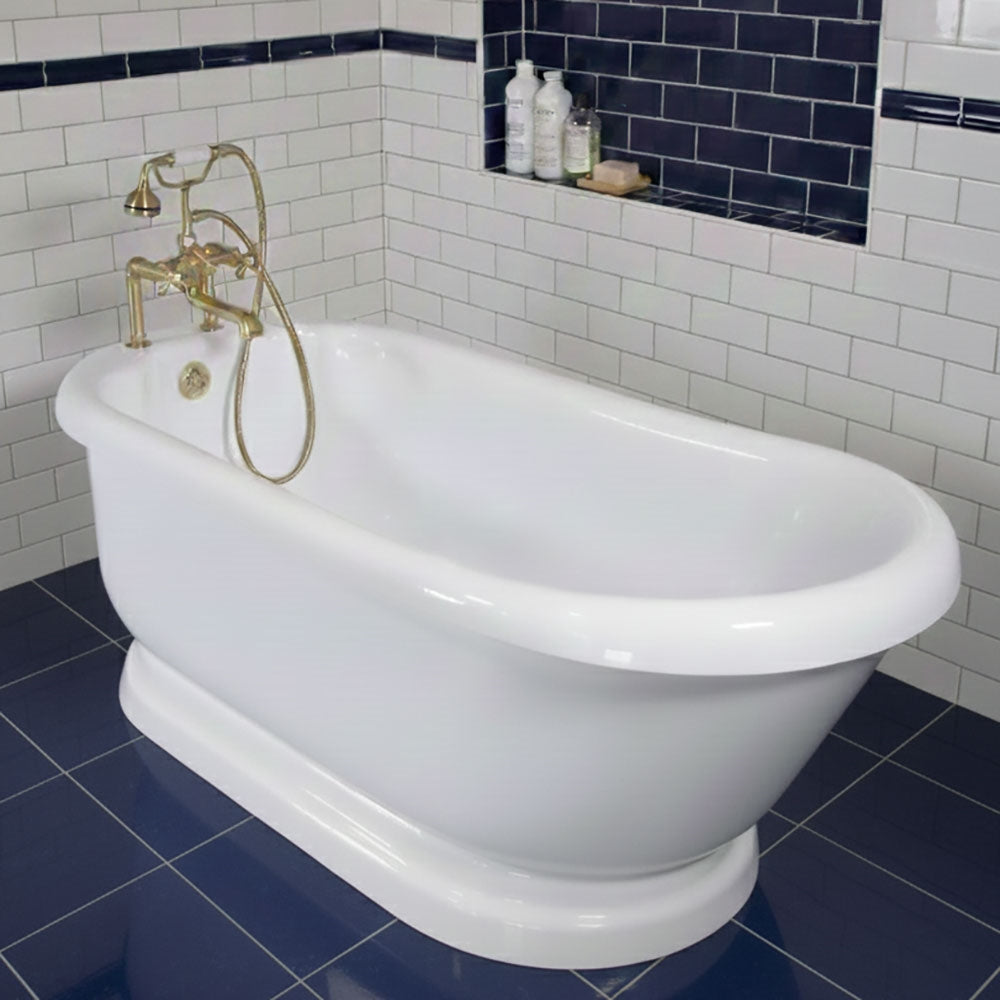 “SanSiro SS67PDA” 67 Inch “Variable Speed Warmed Air Jetted” Single Slipper Acrylic Pedestal Tub Package