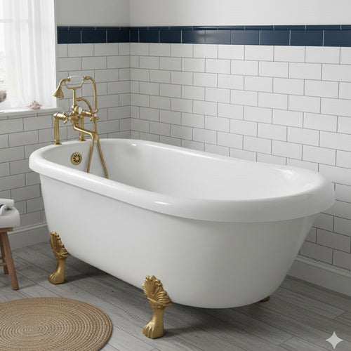 Jetted Tub - Clawfoot 67"x33" SanSiro SS67W Whirlpool Water