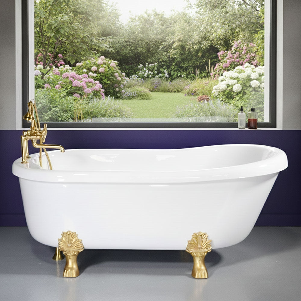 “SanSiro SS67W” 67 Inch “Water Jetted” Single Slipper Clawfoot Tub Package